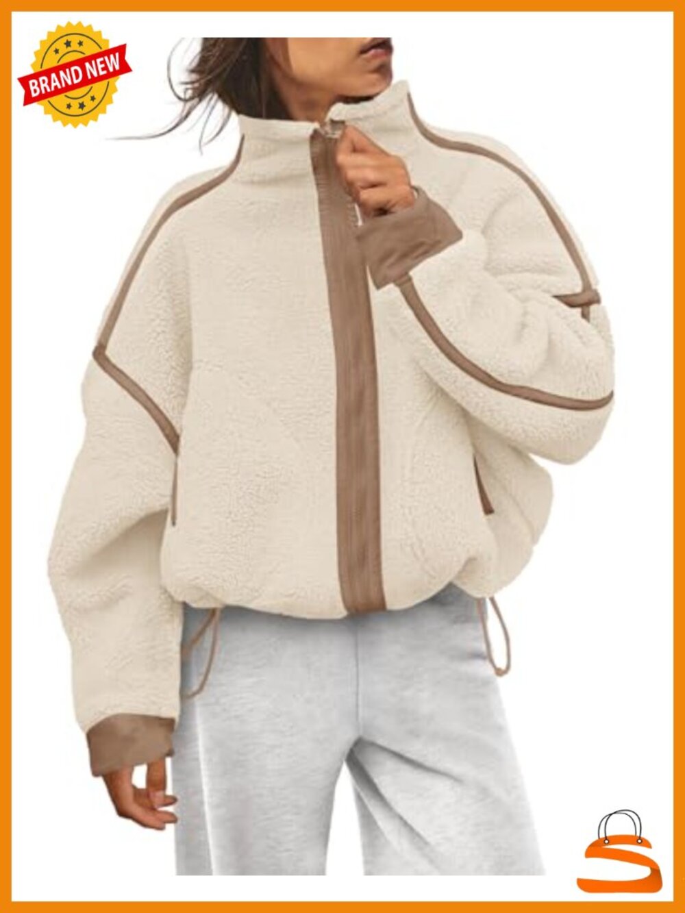 Womens Fleece Zip Up Sherpa Jacket Fuzzy Long Sleeve Coat